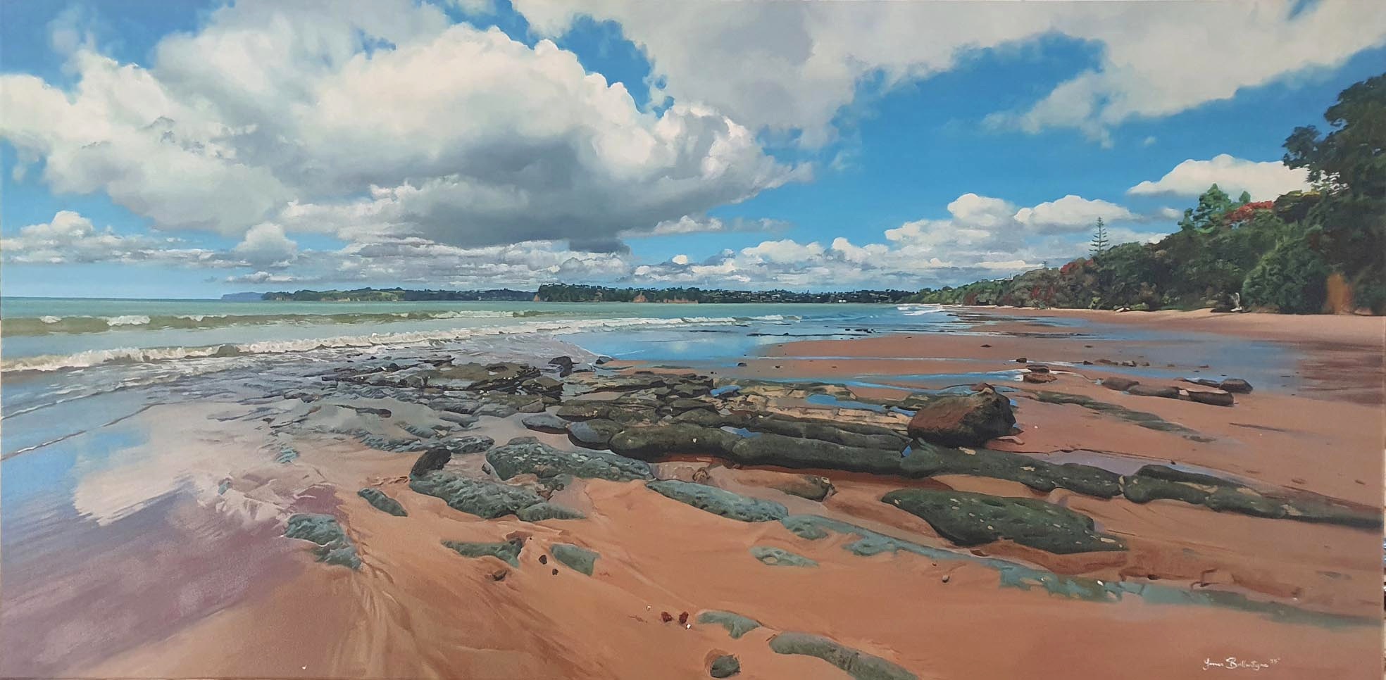 Home, Stanmore Bay, Auckland, Oil on Canvas 1020 x  510 mm $4100