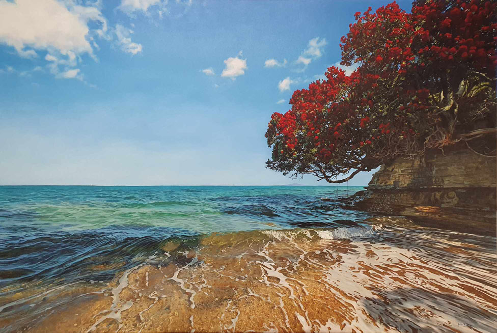 'Season' (Little Manly Beach, Auckland) Oil on Canvas 1520 x 1010mm   Framed Print $1800